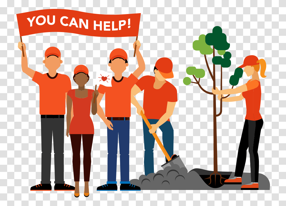 Help Fund A Community Project Planting Trees Clipart, Person, Human, Cleaning, Poster Transparent Png