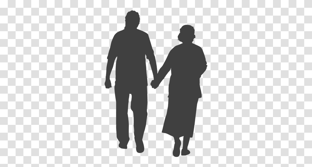 Helping Mid Age Couple Silhouette, Holding Hands, Person, Human, People Transparent Png