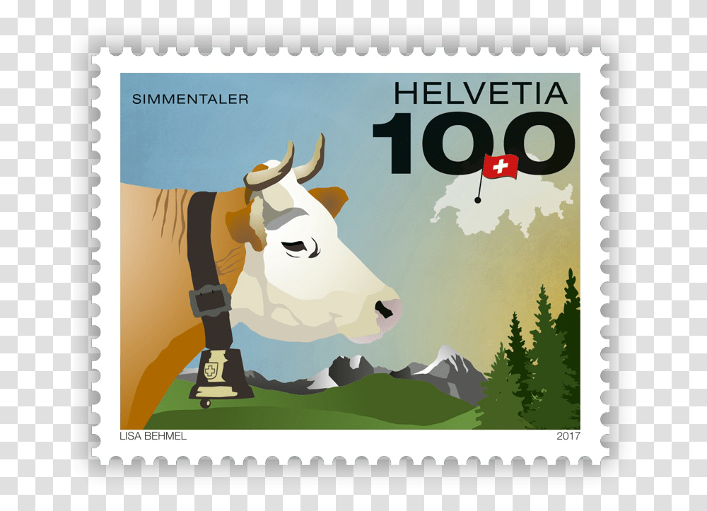 Helvetia Postage Stamps 2018, Cattle, Mammal, Animal, Cow Transparent Png
