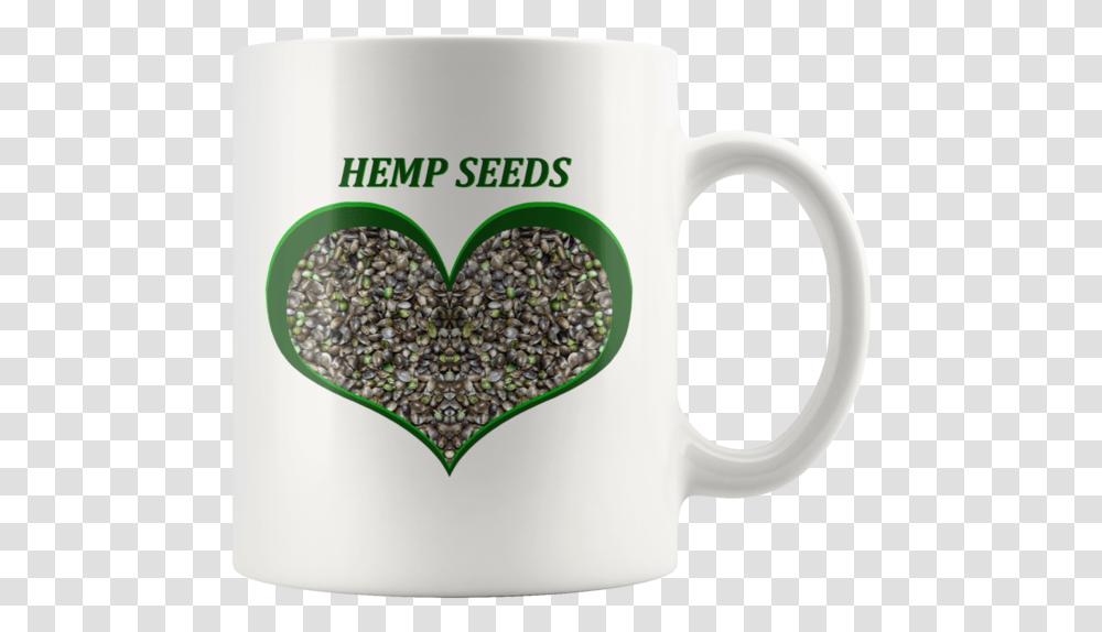 Hemp Seeds In A Green Heart 11 Oz White Ceramic Mug Mug, Coffee Cup Transparent Png