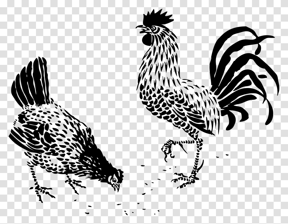 Hen And Rooster Clip Arts Black And White Chicken Vectors, Gray, World Of Warcraft Transparent Png