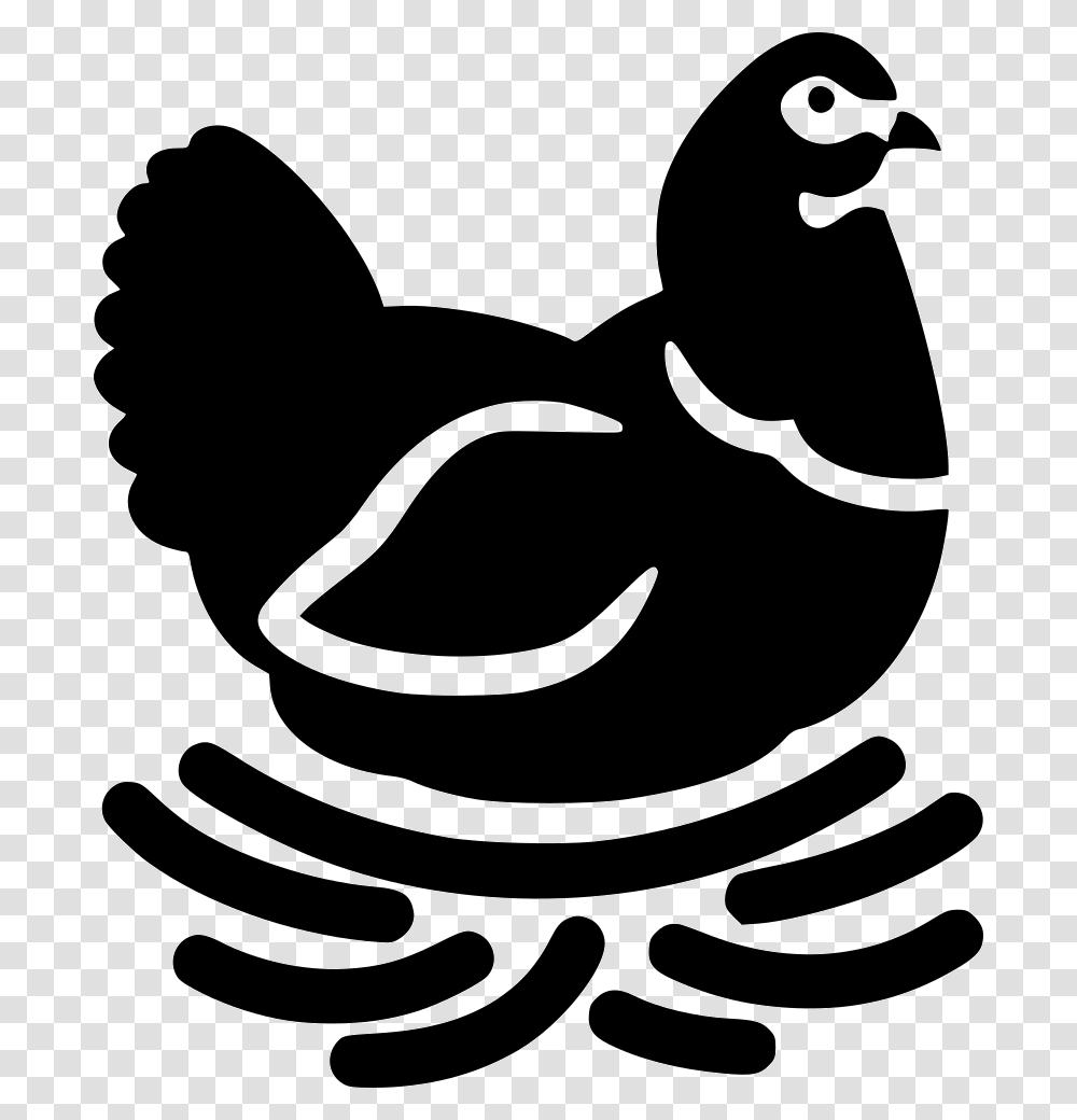 Hen Chicken Brood Svg Black And White Chicken On Nest, Bird, Animal, Stencil, Poultry Transparent Png