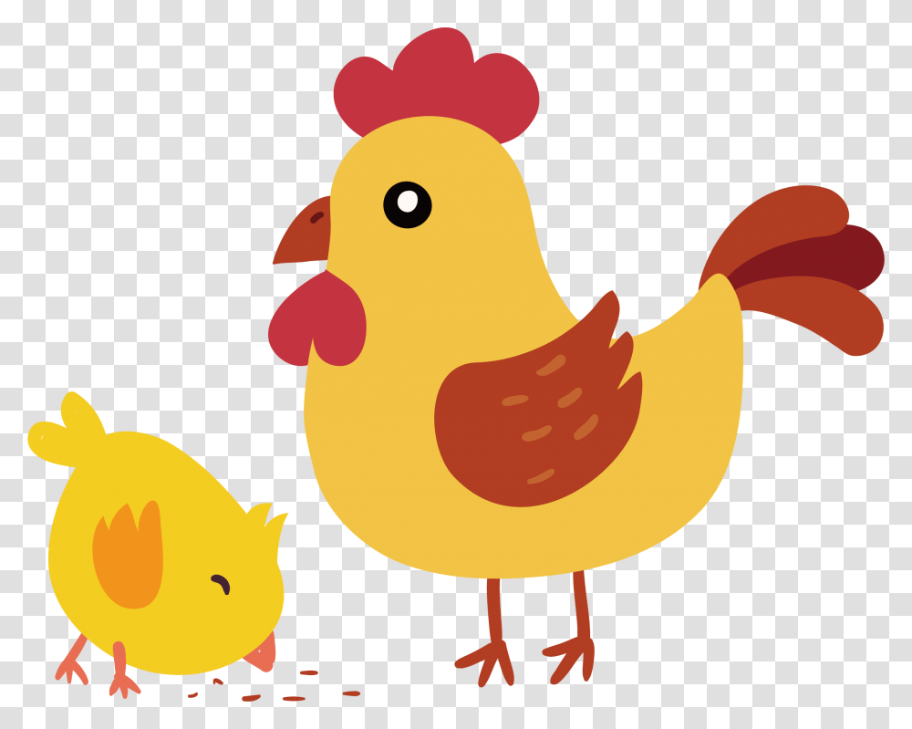 Hen Clipart Orange Chicken Big And Small Chicken, Poultry, Fowl, Bird, Animal Transparent Png