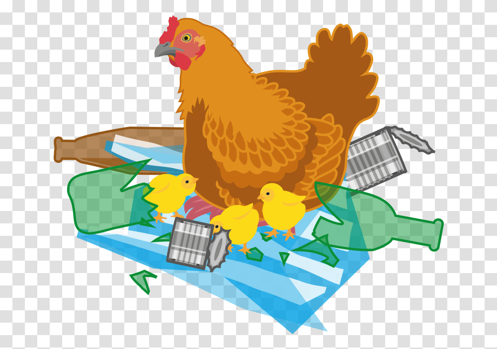 Hen With Chicks Sitting On Rubbish Clipart Download, Bird, Animal, Poultry, Fowl Transparent Png