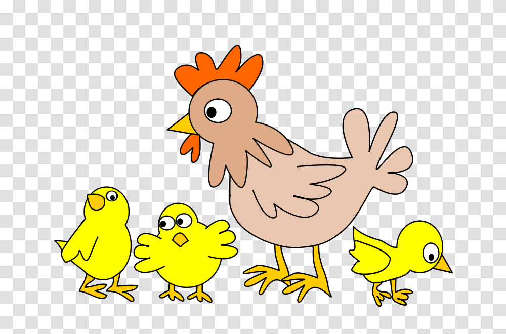 Hen With Three Chicken, Animals, Bird, Poultry, Fowl Transparent Png