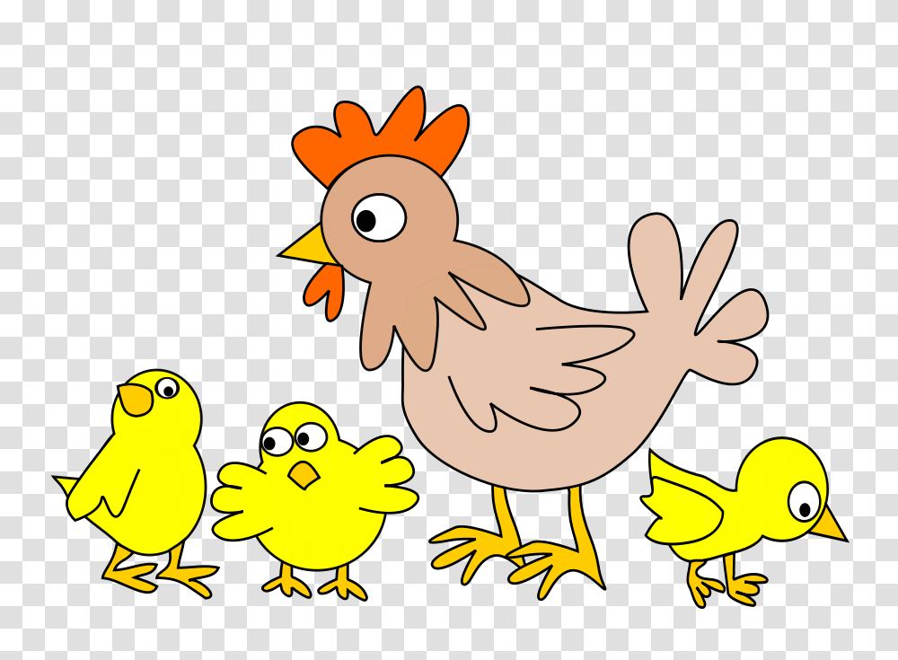 Hen With Three Chicken Clip Arts For Web, Animal, Bird, Poultry, Fowl Transparent Png