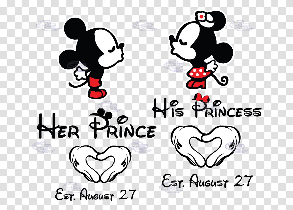 Her Prince His Princess Little Mickey Minnie Mouse Mr And Mrs Mickey Mouse, Heart, Stencil, Label Transparent Png