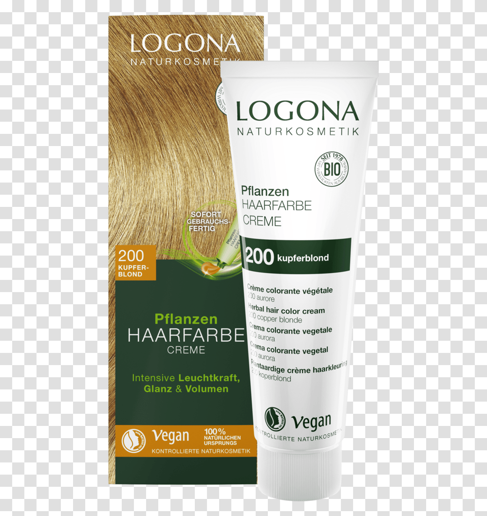Herbal Hair Colour Cream 200 Copper Blonde Logona Haarfarbe Kupferblond, Bottle, Lotion, Cosmetics, Shampoo Transparent Png