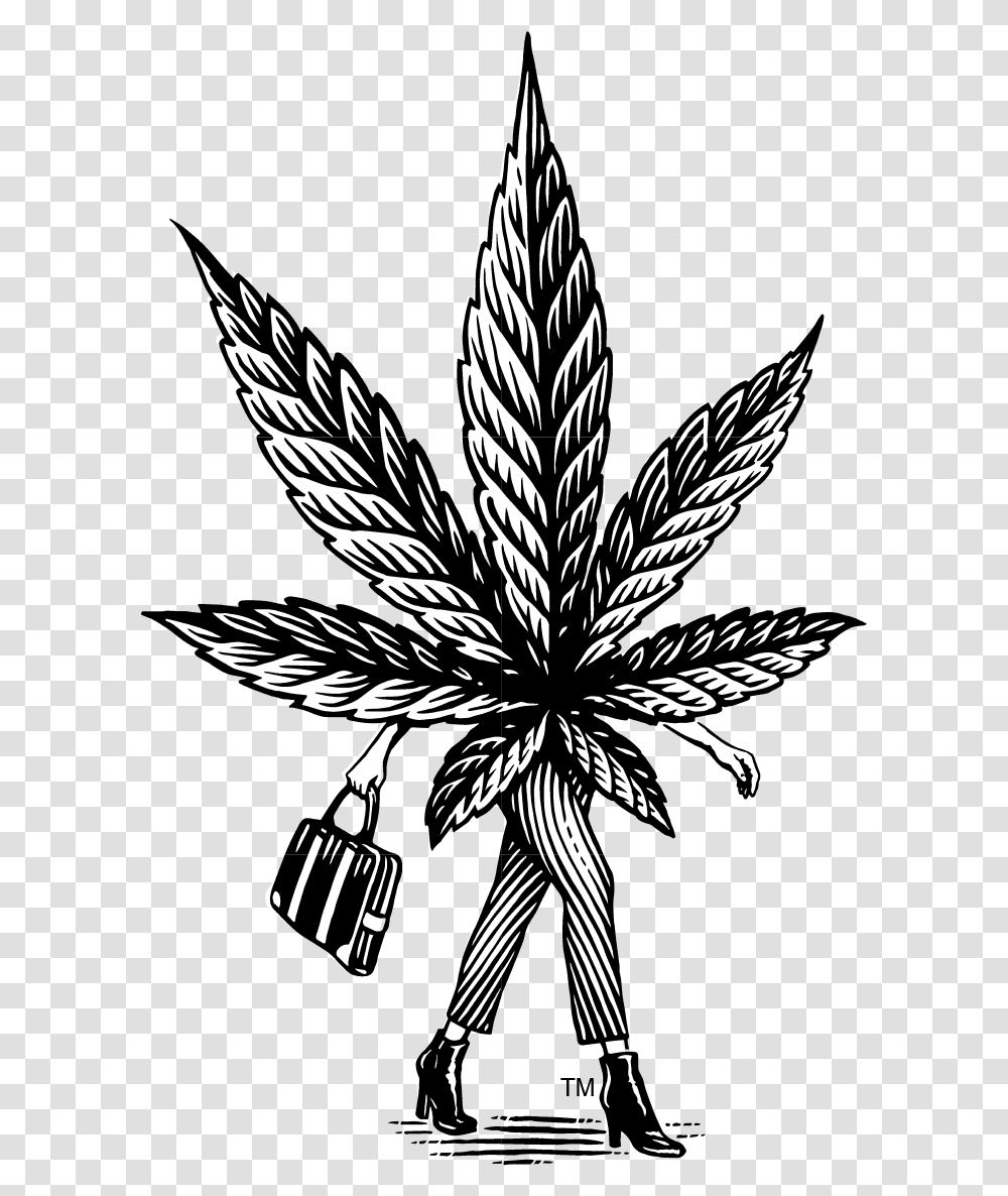 Herbforce Black N White Cannabis Art, Cutlery, Plant, Bird, Animal Transparent Png