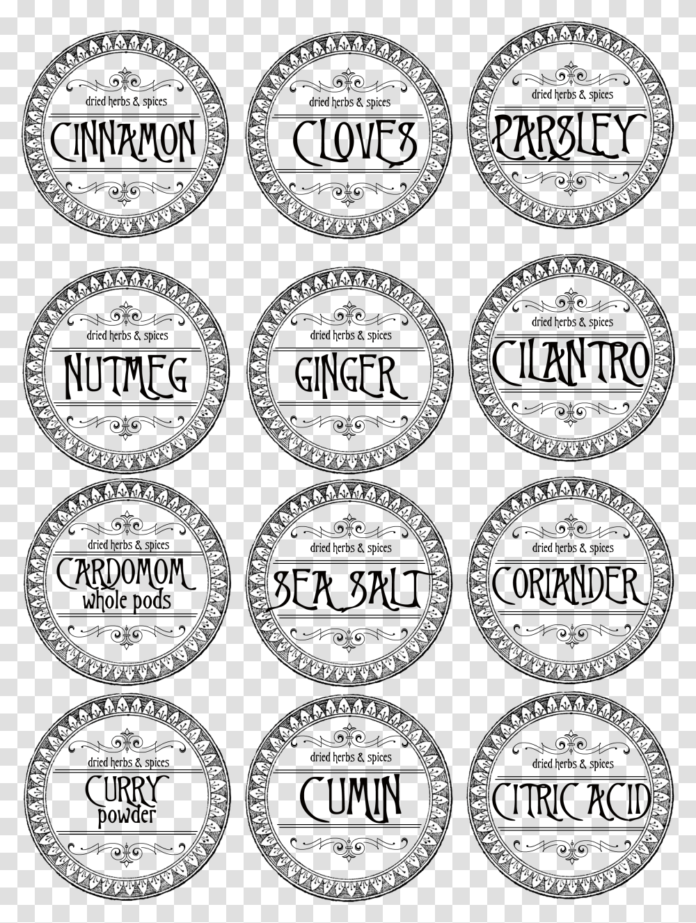 Herbs Clipart Printable Herb And Spice Jar Labels, Rug, Grille, Pattern Transparent Png