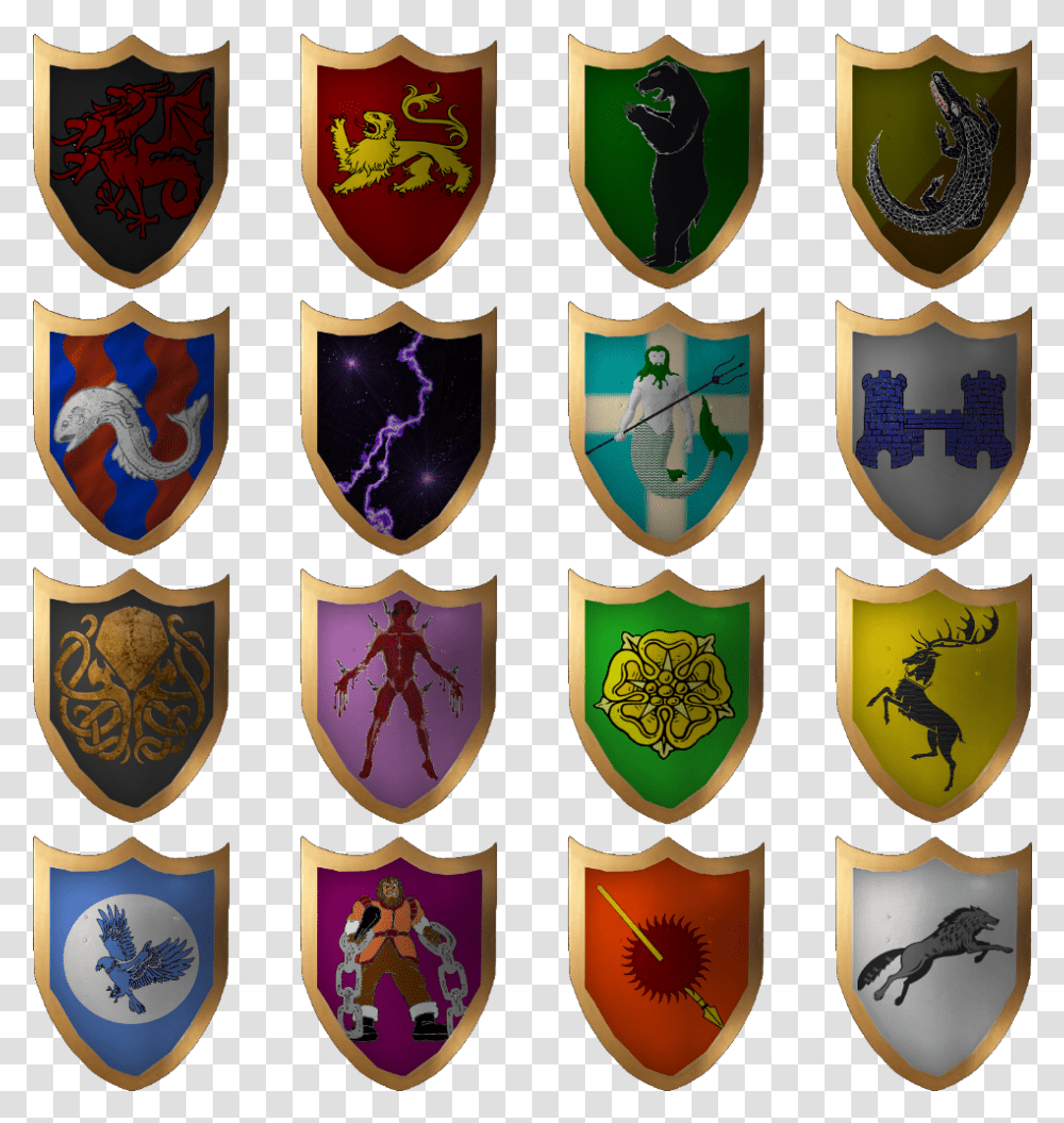 Here Are A Selection Of Gold Shields Gold Saints, Armor, Rug, Bird, Animal Transparent Png