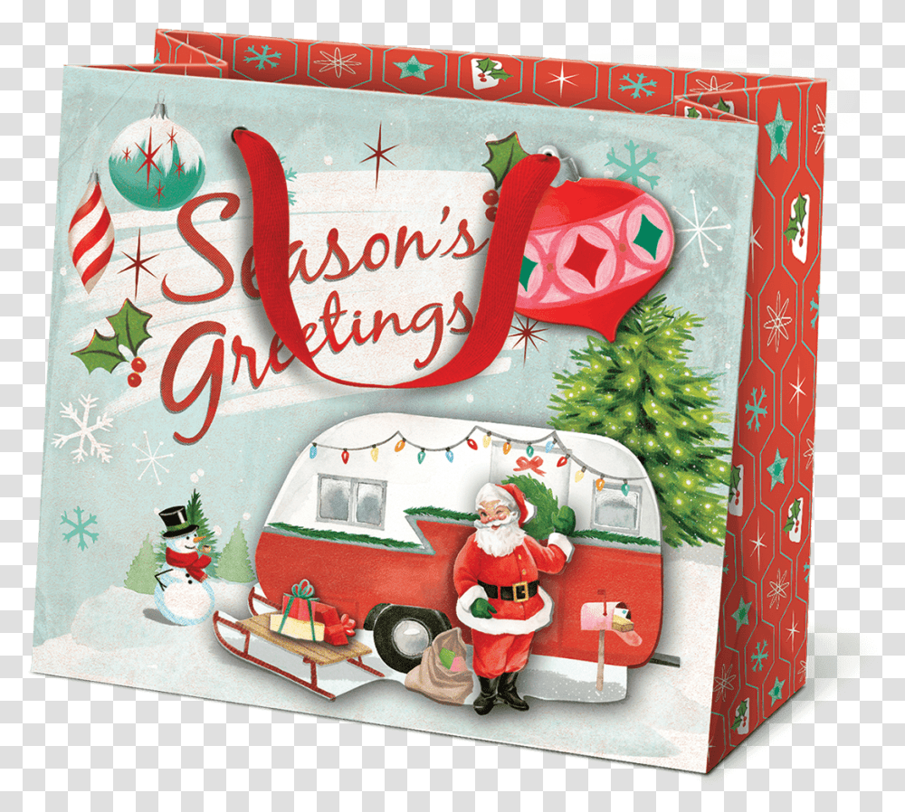 Here Comes Santa Claus Medium Gift Bag Christmas Card, Person, Human, Mail, Envelope Transparent Png