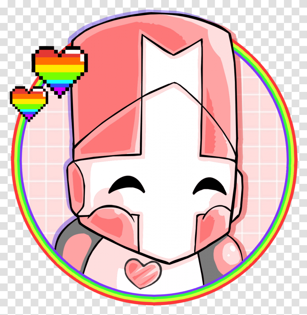 Heres A Pink Knight Icon I Made For My Discord Feel Castle Crashers Character Pink Kniht, Label, Piggy Bank, Head Transparent Png