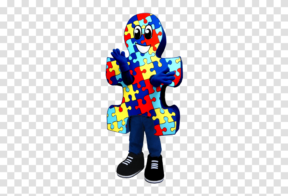 Heres The Puzzle Piece Mascot We Made For Families For Autism, Person, Human, Shoe, Footwear Transparent Png