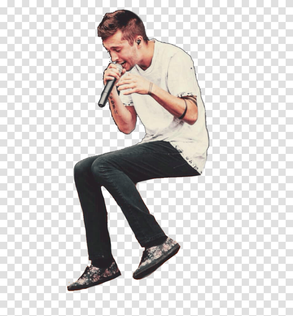 Heres The That Will Start This Adventure Tyler Joseph Sitting On Piano, Microphone, Person, Aluminium Transparent Png