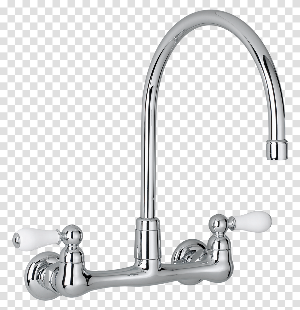 Heritage 2 Handle High Arc Wall Mount Kitchen Faucet Two Handle Wall Mounted Kitchen Faucet, Sink Faucet, Indoors, Tap Transparent Png