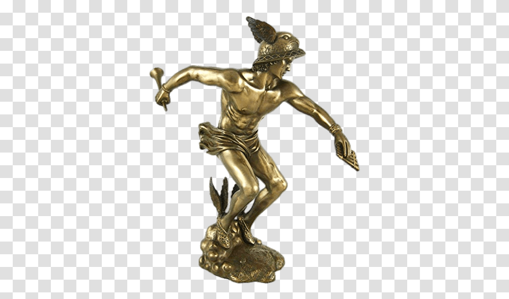 Hermes Bronze Statuette Greek God Hermes, Trophy, Person, Human, Gold Transparent Png