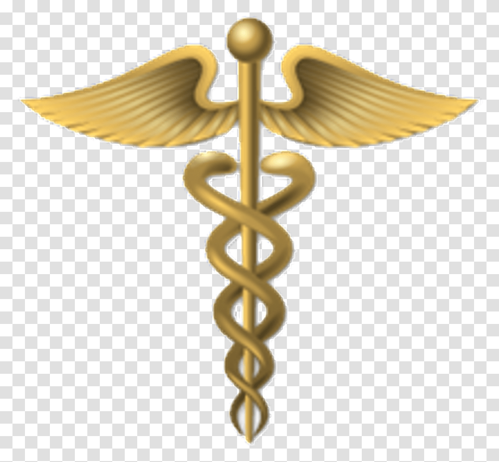 Hermes Caduceus As A Symbol Of Medicine Background Caduceus, Cross, Gold, Emblem, Sunlight Transparent Png