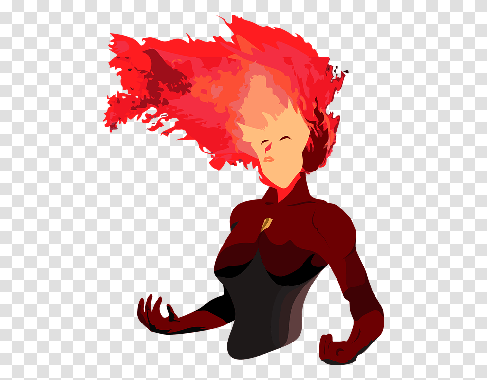 Hero With Hair On Fire Woman With Blazing Hair Illustration, Person, Human Transparent Png