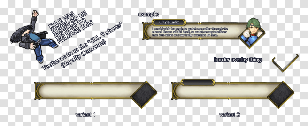 Heroes Styled Three Houses Textbox From The Royalty Fire Emblem Text Box, Person, Weapon, Statue, Art Transparent Png