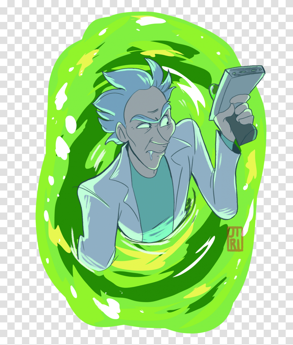 Hes Thinkin With Portals Rickampmorty Silly Things, Green, Painting, Plant Transparent Png