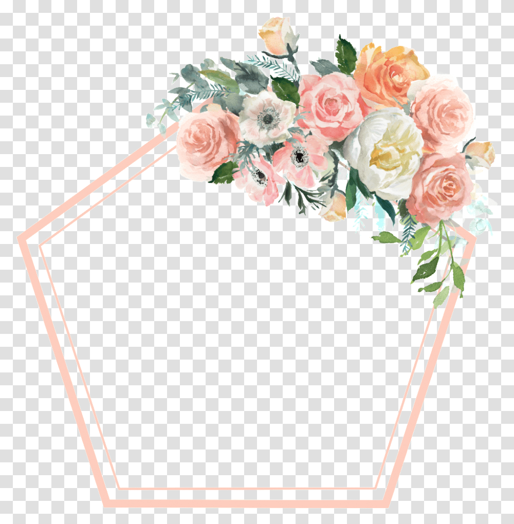 Hexagon Geometric Flower Border Pastel Watercolor Flower Background, Plant, Blossom, Hair Slide, Flower Arrangement Transparent Png