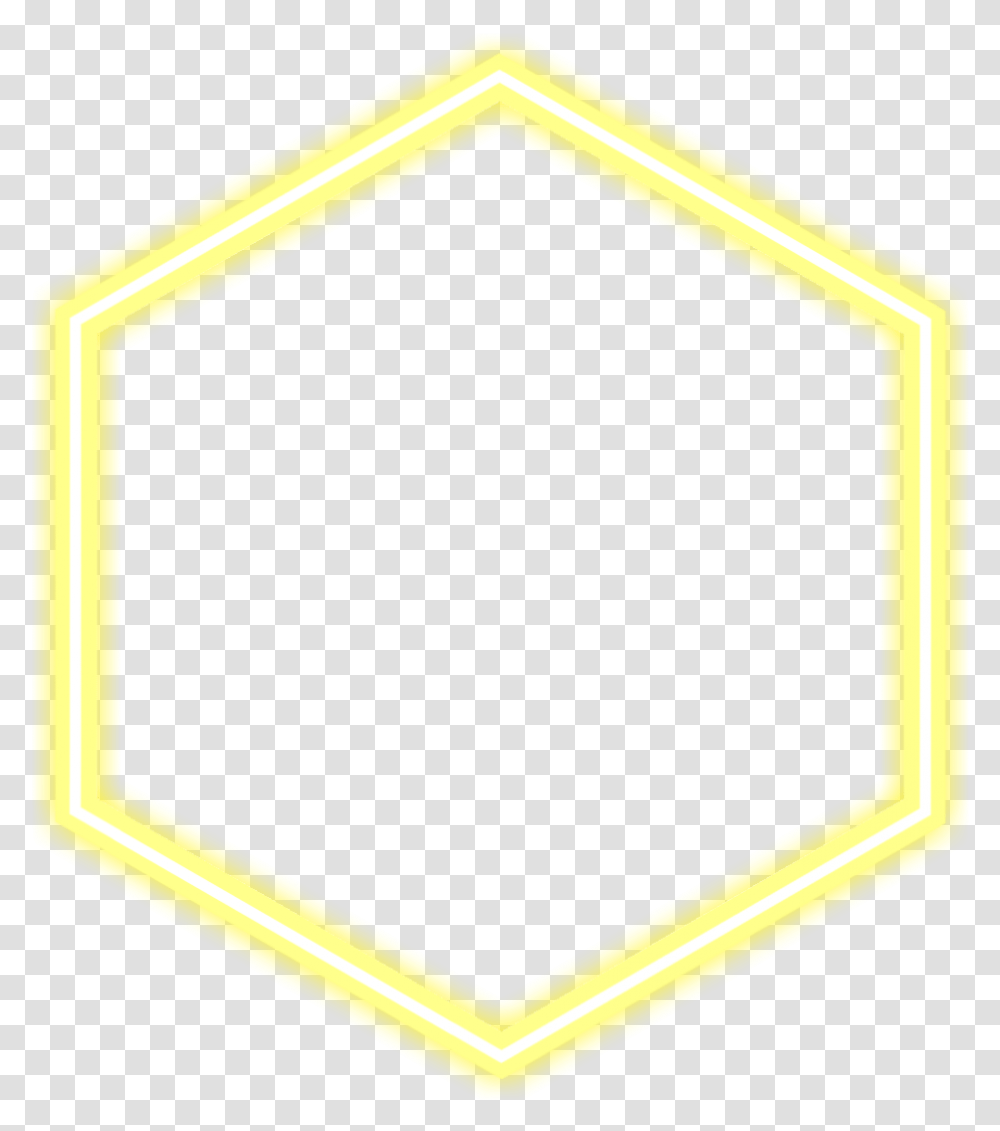 Hexagon Hexagonal Yellow Amarelo Neon Neonlights Neon Blue Hexagon, Label, Mailbox Transparent Png