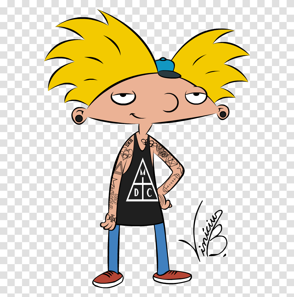 Hey Arnold With Tattoos Download Blonde Boy Cartoon Characters, Person, Human, Apparel Transparent Png