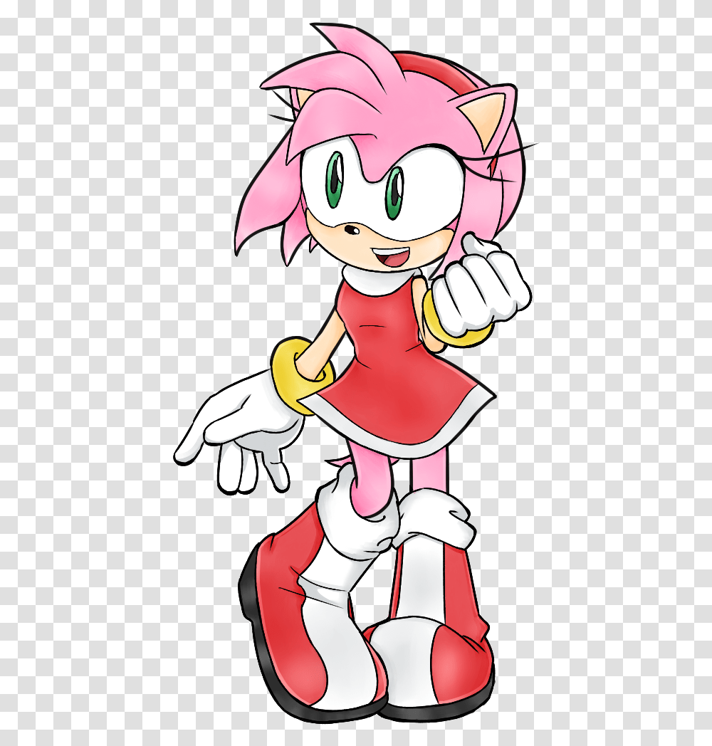 Hey It's Amy Rose By Rapt Cat Sonic And Friends Amy Cartoon, Hand, Graphics, Book, Cleaning Transparent Png