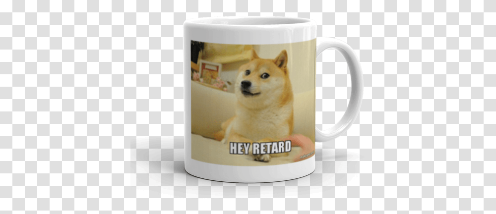 Hey Retard Doge Make A Meme No Phone In School Meme, Coffee Cup, Pet, Canine, Animal Transparent Png