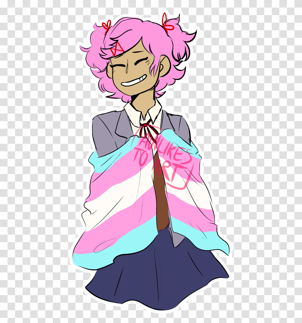 Hey Uhhhhhhtransgirl Natsuki Is The Best And If You Ddlc Trans Natsuki, Person, Drawing, Tie Transparent Png