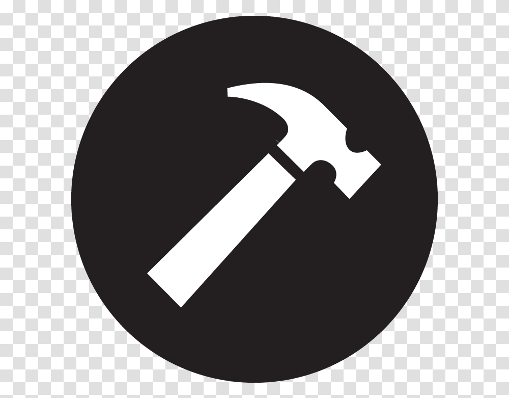 Hfhiconhammerblackcircle Habitat For Humanity Of Build Icon Black Circle, Axe, Tool Transparent Png