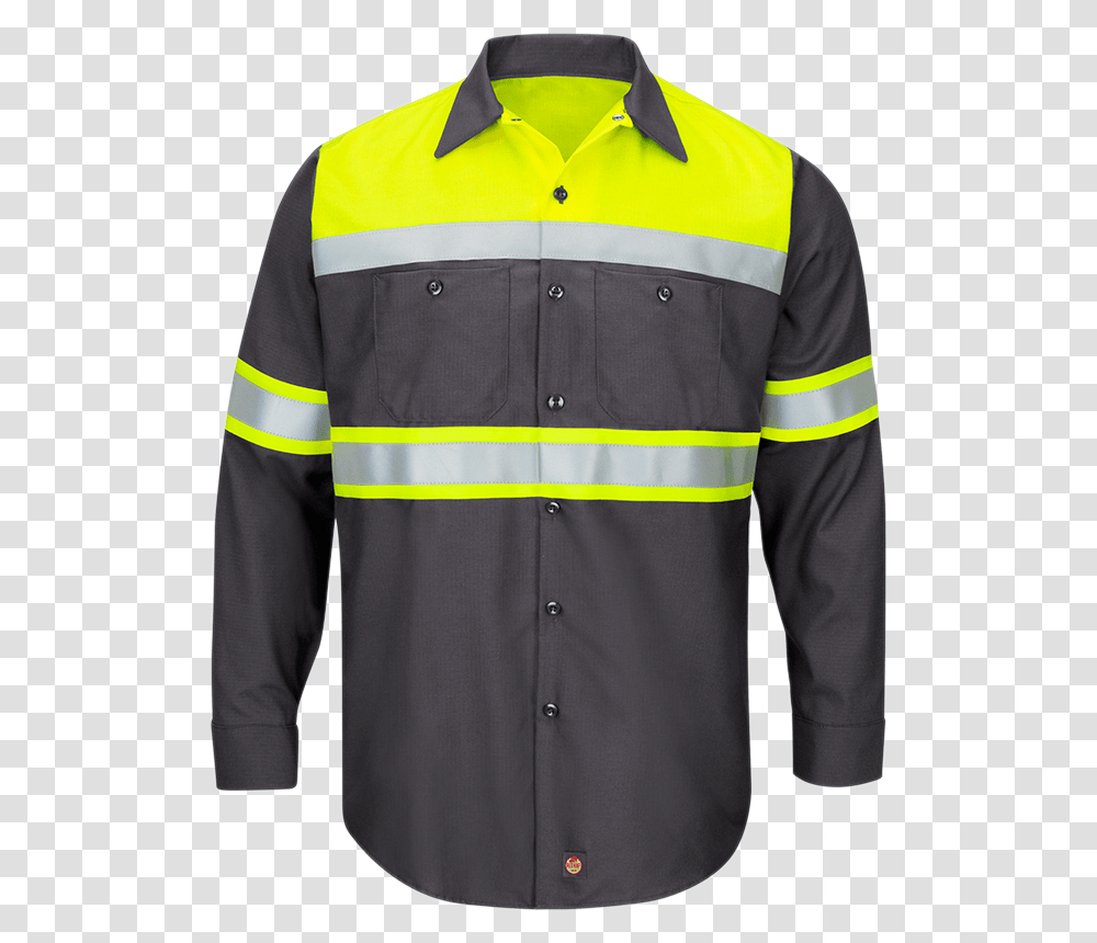 Hi Visibility Long Sleeve Color Block Ripstop Work Hi Vis Uniforms, Apparel, Shirt, Coat Transparent Png