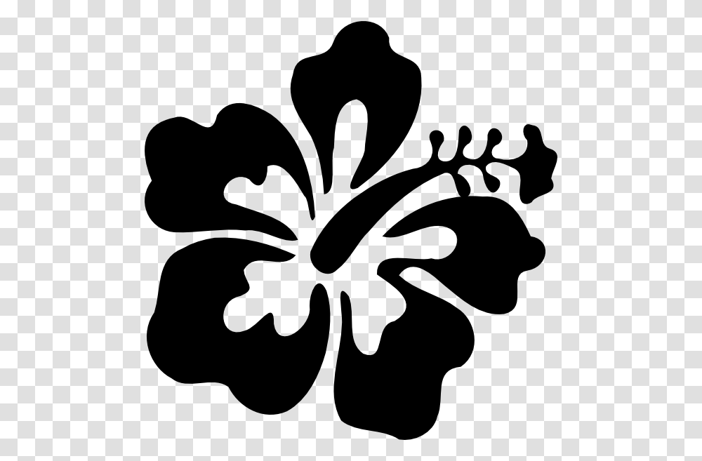 Hibiscus Black And White, Stencil, Plant, Flower, Blossom Transparent Png