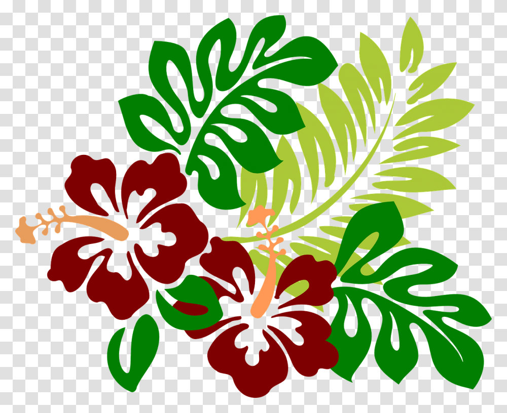 Hibiscus Flowers Red Tropical Hawaiian Blossoms Hibiscus Clip Art, Plant, Fern, Leaf Transparent Png