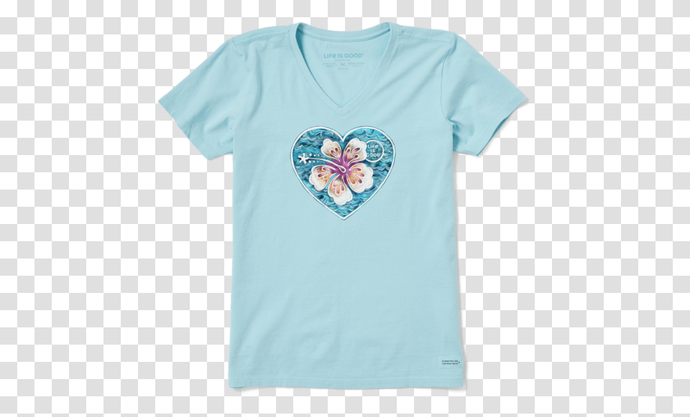 Hibiscus Heart Crusher Vee Life Is Good Official Site Womens Life Is Good Shirts, Clothing, Apparel, T-Shirt, Sleeve Transparent Png