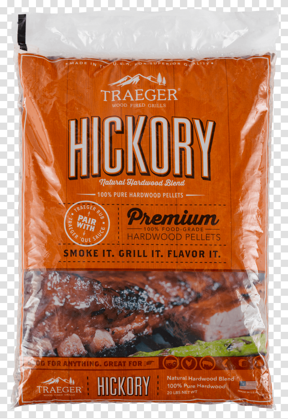 Hickory Bbq Hardwood Traeger Grill Pellets, Book, Plant, Food, Vegetable Transparent Png