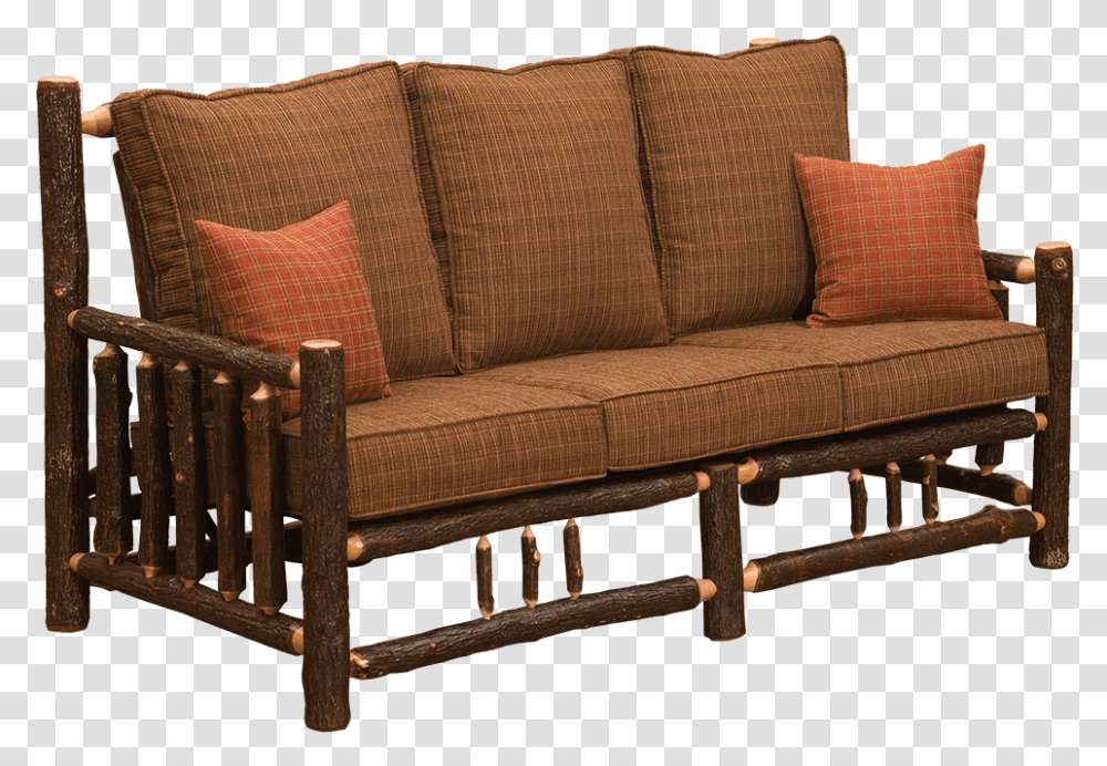 Hickory Log Frame Sofa Studio Couch, Furniture, Cushion, Pillow, Armchair Transparent Png