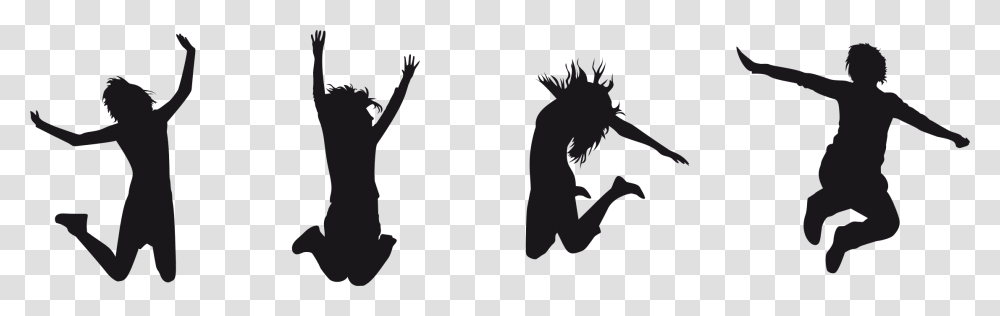 High Five Clipart Jumping, Silhouette, Person, Human, Stencil Transparent Png