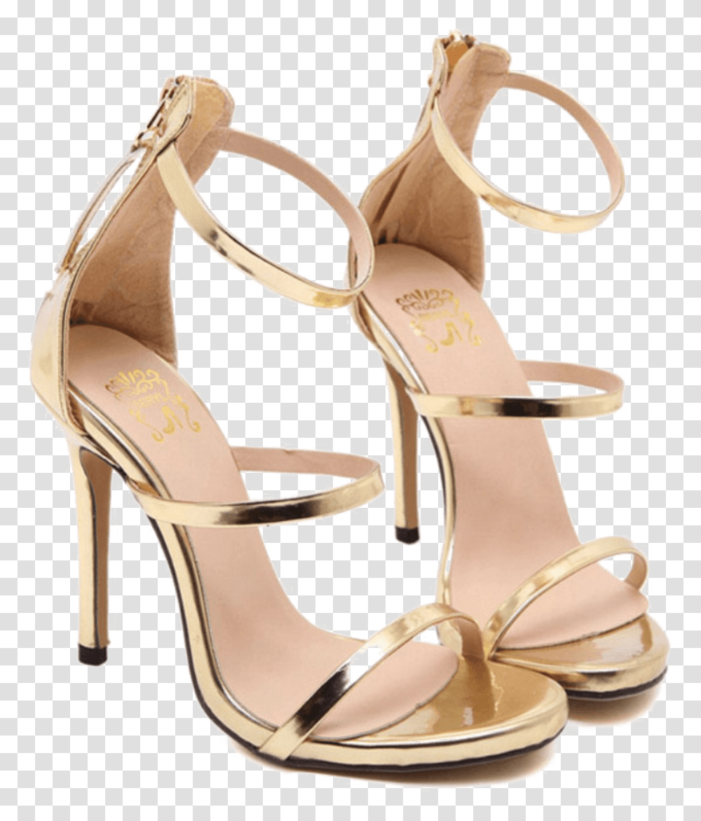 High Heel Sandal Background Image Gold High Heels Sandals, Footwear, Clothing, Apparel, Shoe Transparent Png