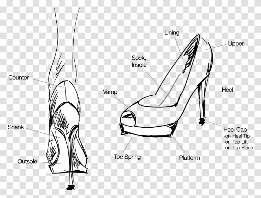 High Heel Shoe Parts Of A High Heel Shoe, Footwear, Plant, Modern Art Transparent Png