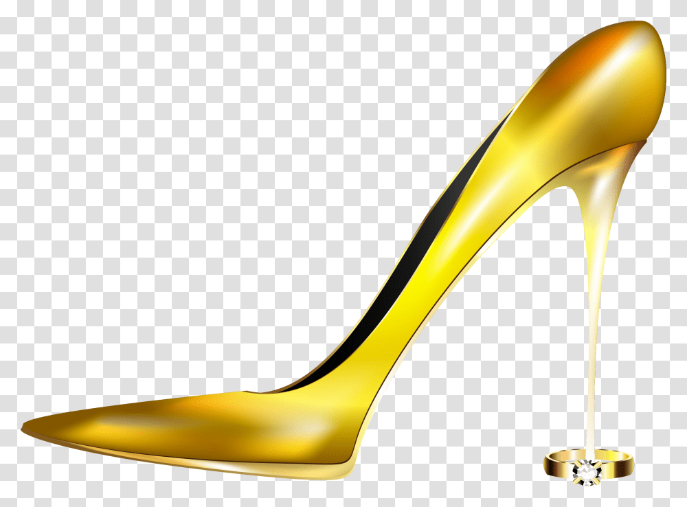 High Heeled Footwear Shoe Gold, Banana, Cutlery, Tool, Spoon Transparent Png
