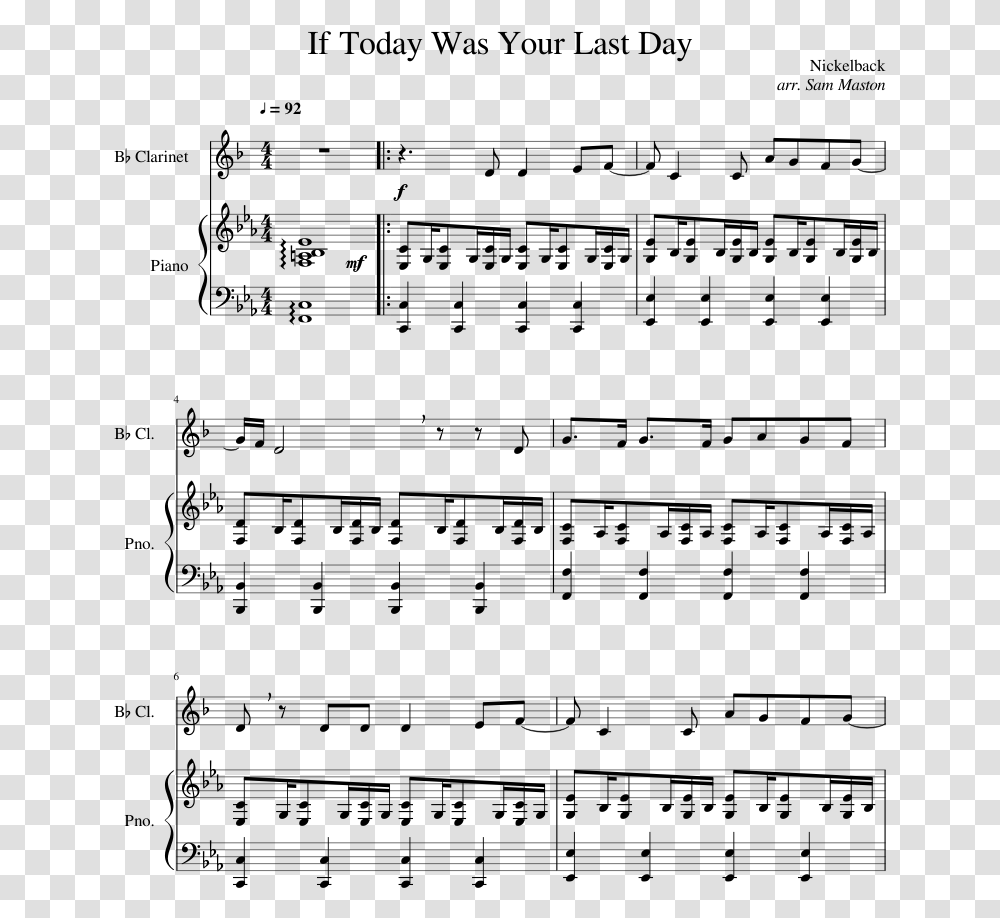 High Hopes Clarinet Sheet Music Easy, Gray, World Of Warcraft Transparent Png