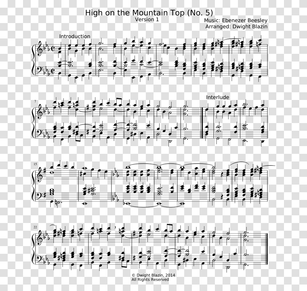High On The Mountain Top Sheet Music Composed By Music Entry Of The Gladiators Piano Notes, Gray, World Of Warcraft Transparent Png