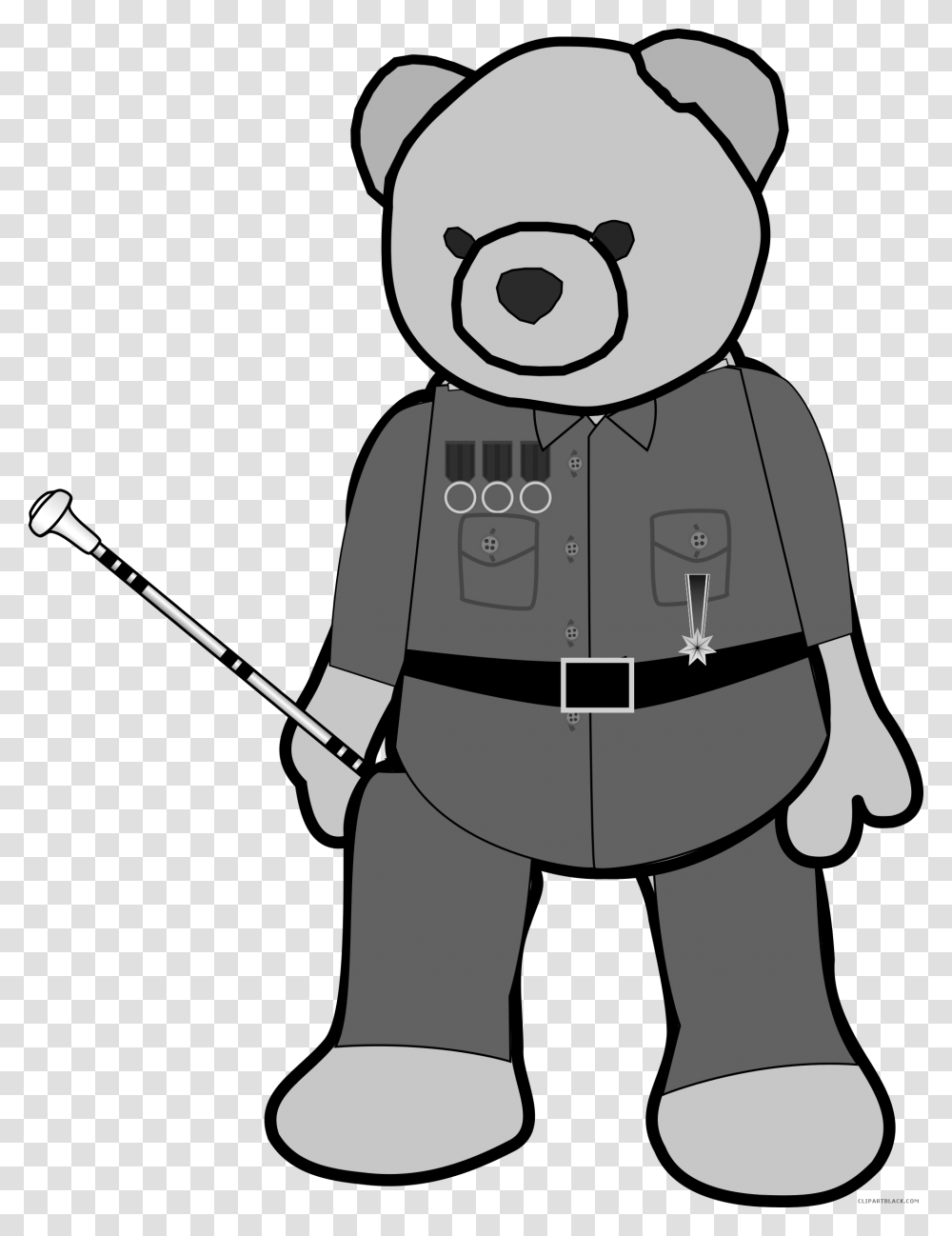 High Quality Bear Animal Free Black White Clipart Images Osito Militar Caricatura, Performer, Portrait, Face, Photography Transparent Png