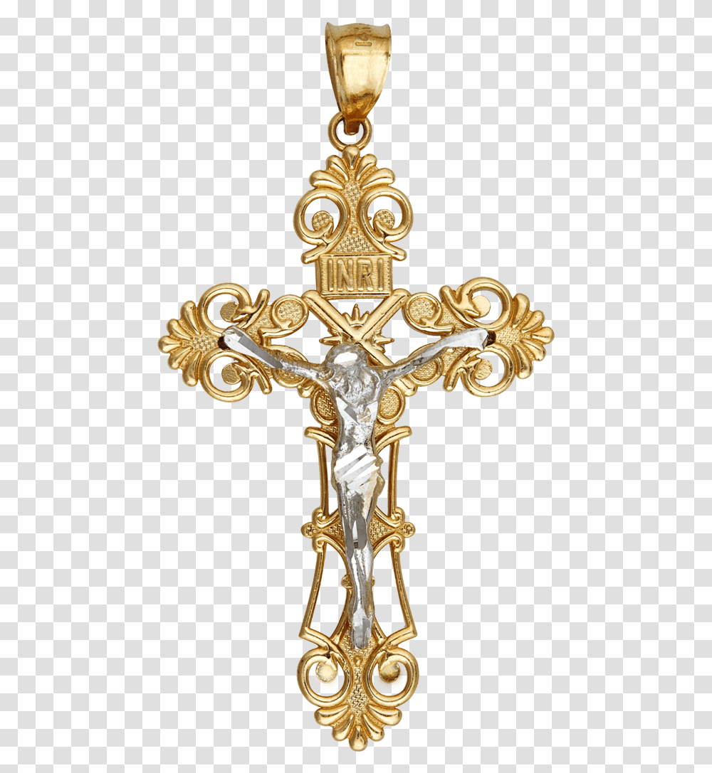 High Quality Crucifix Gold Cross Pendant Hd, Bronze Transparent Png