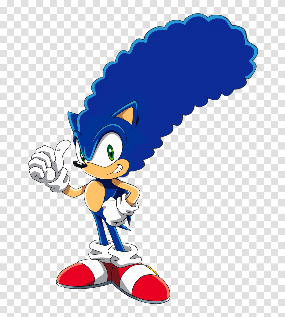 High Quality Image Of Sonic With Marge Simpsons Hair, Costume, Cape Transparent Png
