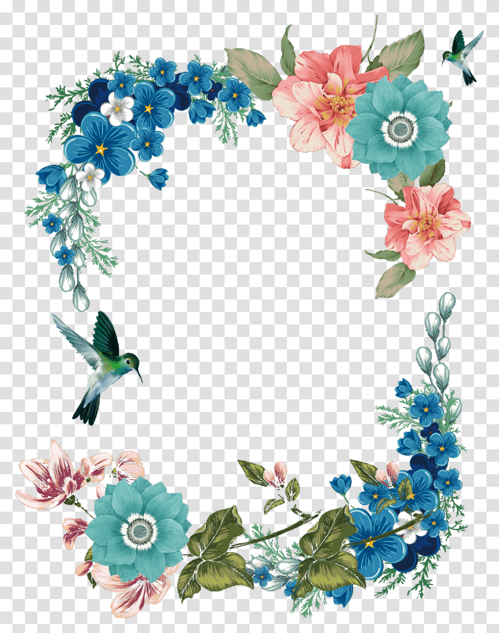 High Resolution Flower Border, Bird, Animal, Wreath, Floral Design Transparent Png