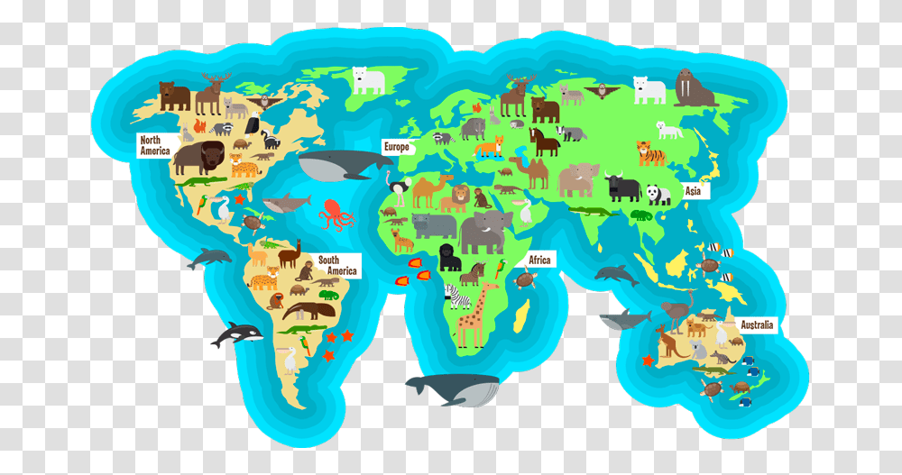High Resolution World Map With Animals, Plot, Diagram, Atlas Transparent Png