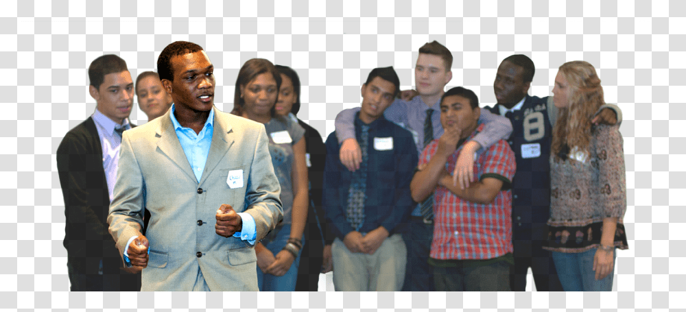 High School Student Speaking Amidst A Crowd Posse Gentleman, Person, Audience, Suit Transparent Png